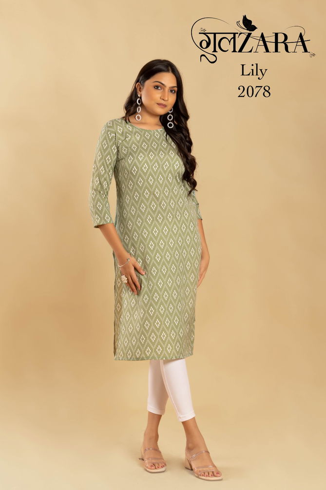 LILY 2075-2079 By Gulzara Printed Kurtis Catalog